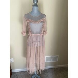 T.I.M.I.N.G Timing Light Blush Pink Nude Sheer Ruffle Dress Small Fairy Tulle